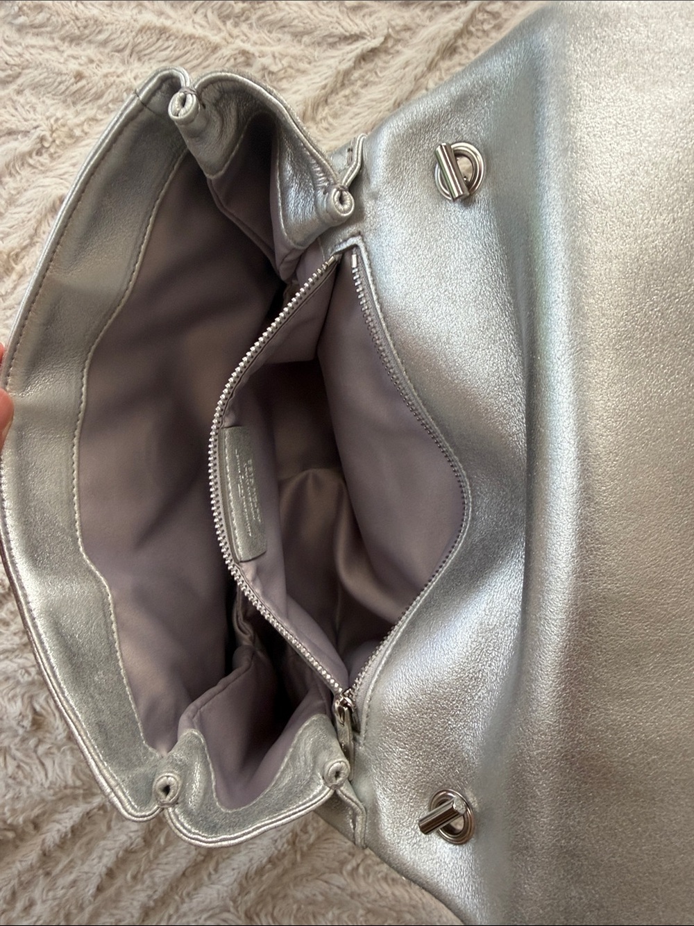 Salvatore Ferragamo Metallic Silver Chain-Handle Clutch - Picture 9 of 11